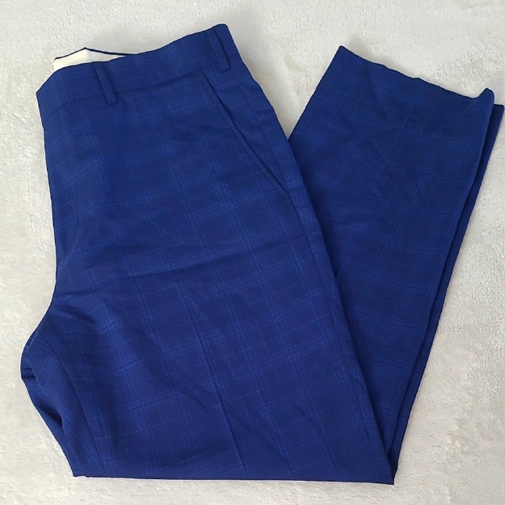 Brooks Brothers 1818 Regent Dress Pants Mens 43R W37 Blue Plaid Wool Made Italy